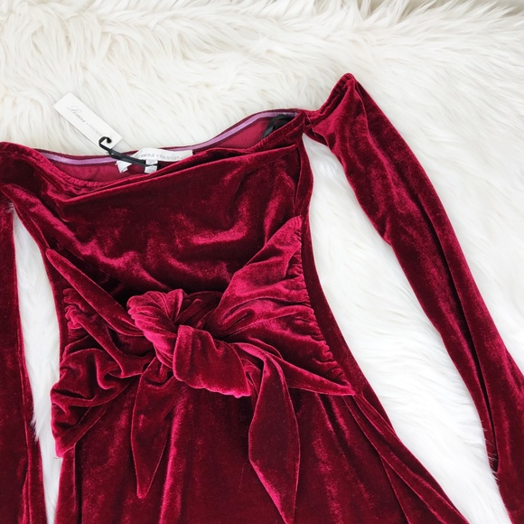 Lovers + Friends Lucia Burgundy Velvet Dress NEW - Picture 6 of 8